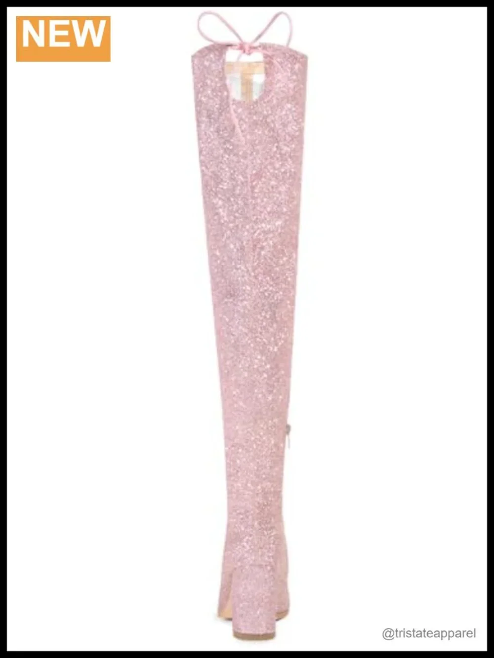 Over the Knee Glitter Chunky Heel Boots Round Toe Lace Up